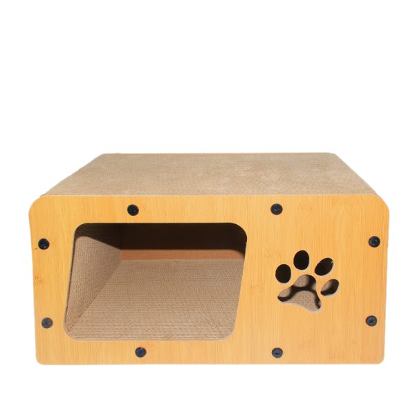 Katzen Kratzpappe, Hochwertige Kratzfläche mit großem Innenraum 60 cm universell für alle Katzen , Doppelt Spaß – Bild 3
