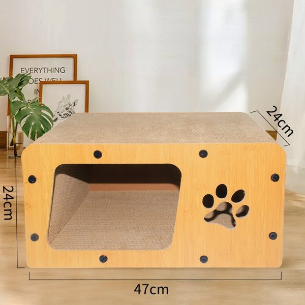 Katzen Kratzpappe, Hochwertige Kratzfläche mit großem Innenraum 60 cm universell für alle Katzen , Doppelt Spaß – Bild 5