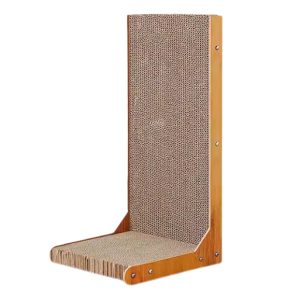 Kratzpappe Katze, Kratzmöbel, L-förmige Kratzfläche für Katzen aus robustem Wellpappmaterial, Platz sparen