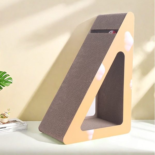 Katzen Kratzpappe, Schwarze, Orange, Holz, 3D Dreiecksform, Mit Löchern Zum Durchkriechen, Glocken Versuchung – Bild 2