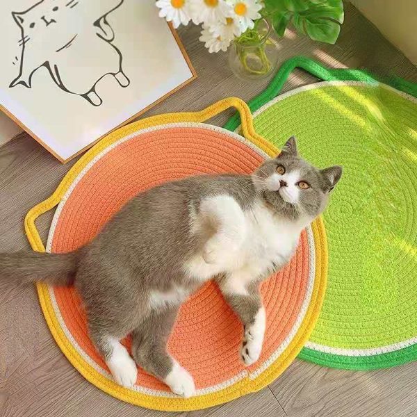 Kratzbrett Katzenform Katzenmatte, Runde Katzenliege, 50 x 50cm, Weiche Baumwolle, Ideal zum Schlafen für Ihre Katze – Bild 2