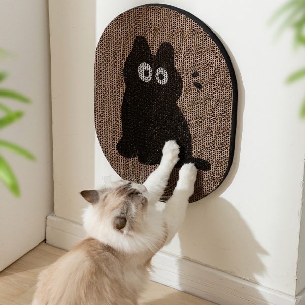 Kratzwand für Katzen, Katzenkratzbrett mit lustigen Cartoon-Mustern, aus Wellpapier, die Wandbefestigung, zum Kratzen und Dehnen – Bild 2