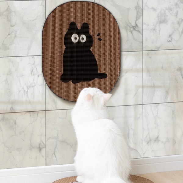 Kratzwand für Katzen, Katzenkratzbrett mit lustigen Cartoon-Mustern, aus Wellpapier, die Wandbefestigung, zum Kratzen und Dehnen – Bild 3