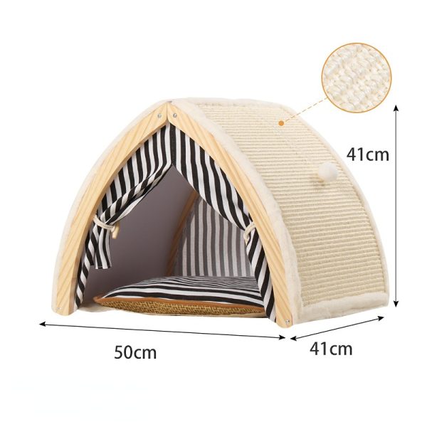 Katze Kratzbrett, Katzenbett in einem, Sisalmaterial, Katzenliege mit Zelt-Design, Ideal für Ruhe und Spiel, Sommerartefakt