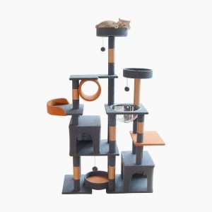 Katzenbaum XXL, Riesen Katzenbaum, Mehrstöckiger, Stabil, Katzenspielplatz mit Spielhöhle, 162 cm Höhe