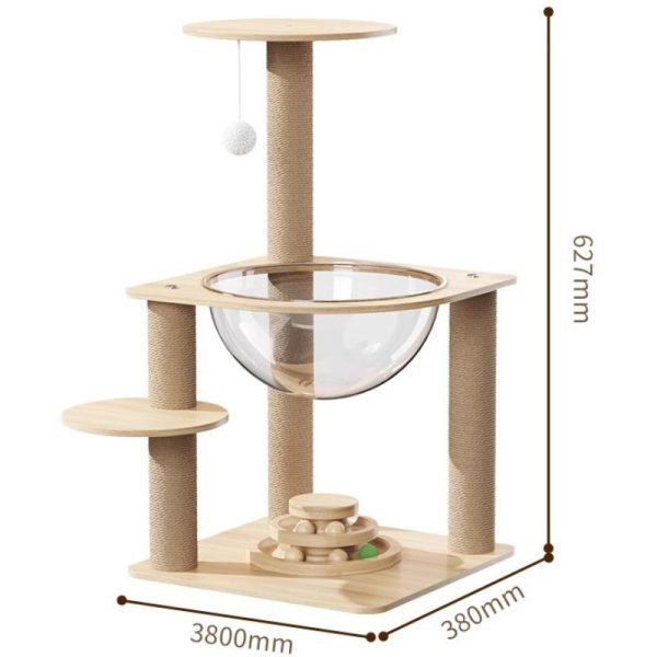 Katzenbaum, Katzenbaum Stabil mit Plattform, Hängenden Bällen, Weltraumkapsel und Sisal-Kratzsäulen, Stabil und Wackelfrei – Bild 2