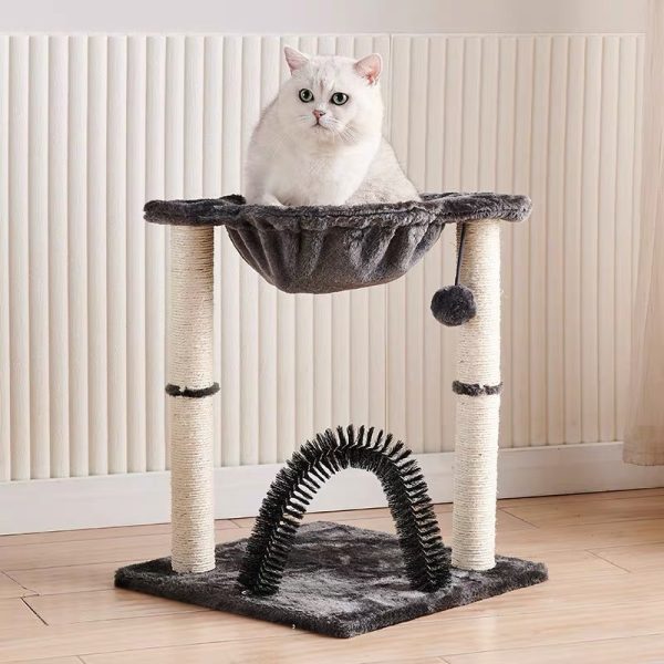 Kleine Katzenbaum mit Katzenbett, Stabile Sisal-Säule, Platzsparendes Design für Ecken und Wände, Schwarzes – Bild 5