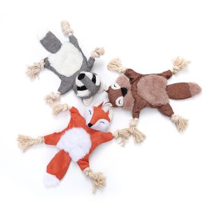 Plüschspielzeug für Hunde, interaktives Spielzeug mit Fuchs, Eichhörnchen und Waschbär und Soundfunktionen