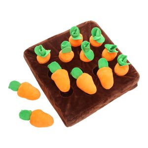 Hundespielzeug Intelligenz, Karottenfeld aus Plüsch, mit Quietschfunktion, interaktives Schnüffelspielzeug