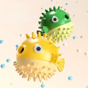 Futterball Hund, Hund Lernspielzeug, das Futter ausläuft, langlebiges, niedliches Kugelfisch-Design, Spielen beim Essen
