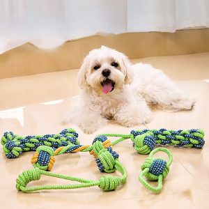 Hundespielzeug unkaputtbar, aus Baumwollseil mit Knoten, Drei Stile Spaßspielzeug für Hunde zur Backenzahn