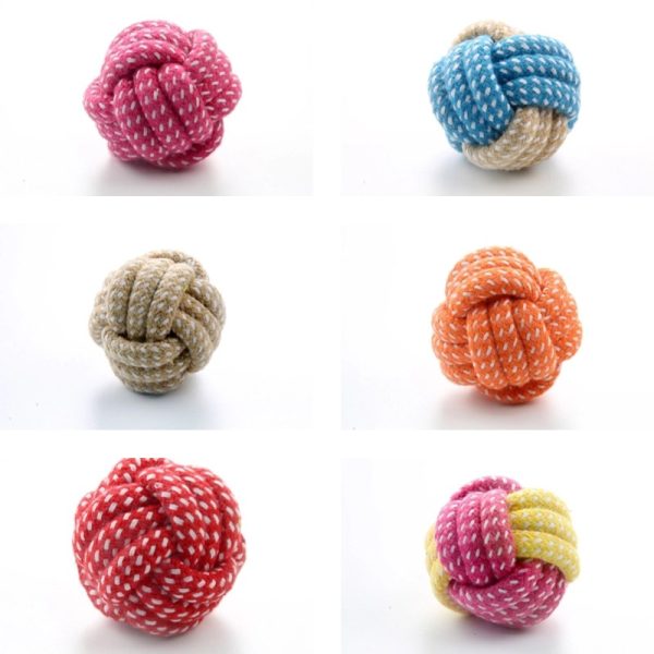 Hund Ballen aus Baumwolle, Handgefertigter 2-Farben Knotenball für Hunde, 6 cm Leichtgewicht und kompakt (1 Stück) – Bild 3