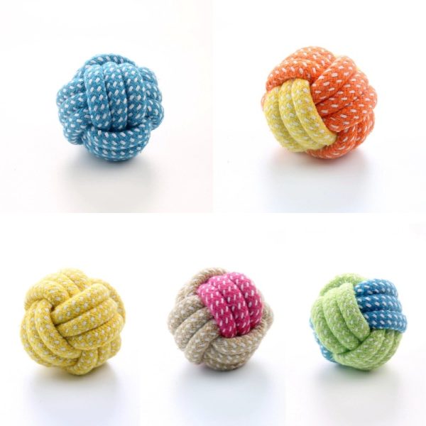 Hund Ballen aus Baumwolle, Handgefertigter 2-Farben Knotenball für Hunde, 6 cm Leichtgewicht und kompakt (1 Stück) – Bild 2