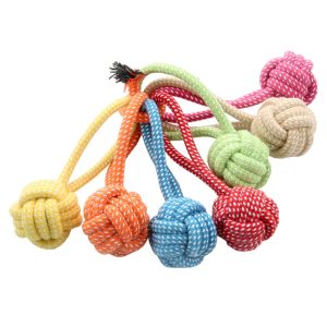 Hundespielzeug Ball mit Schnur für Hunde, Interaktiver Kauspielball aus Baumwollseil, fördert Bewegung und Spaß