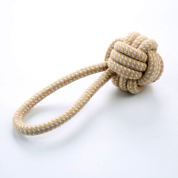 Hundespielzeug Ball mit Schnur für Hunde, Interaktiver Kauspielball aus Baumwollseil, fördert Bewegung und Spaß (1 Stück) – Bild 3