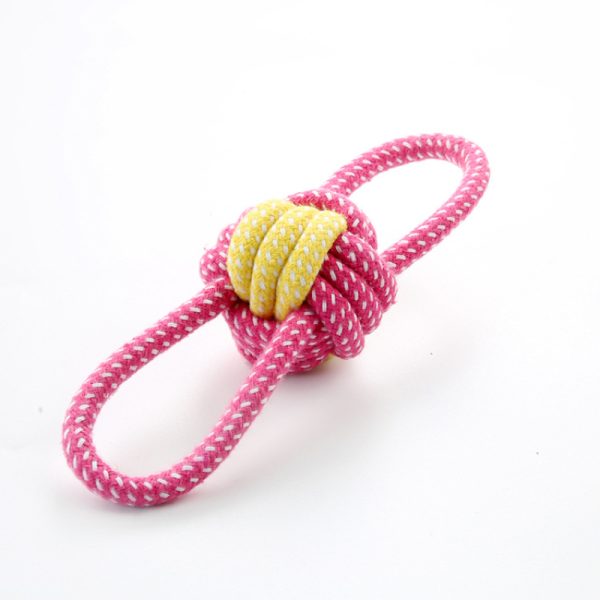 Spielbälle für Hunde, Hundespielzeugball aus Baumwollseil,  5 zweifarbige Designs robustes und kaufestes (1 Stück) – Bild 6