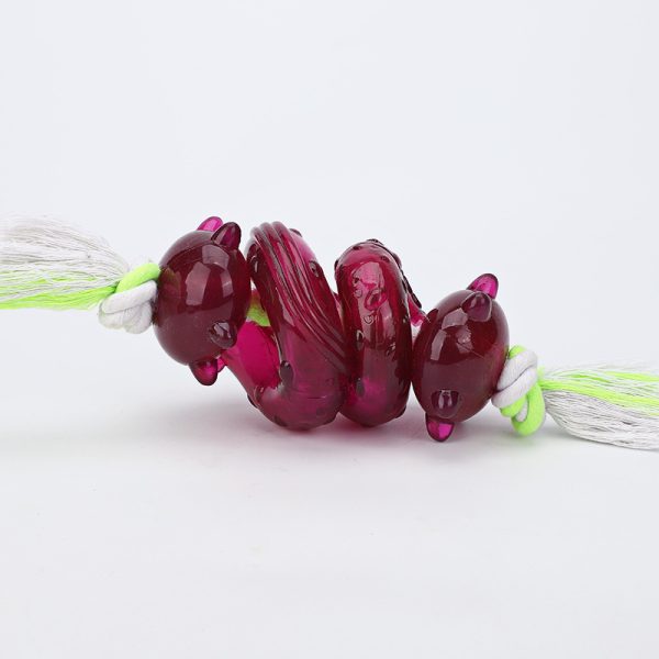 Spielzeug für den Hund, Kauspielzeug mit Futterauslass, TPR und Baumwollseil, rutschfestes Hundespielzeug für mittelgroße und große Hunde, tiefrot, 30x9,5x8,5 cm – Bild 2
