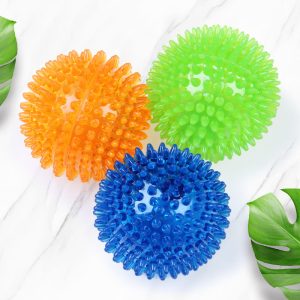 Hundespielzeug, Bunte Spielbälle für aktive Hunde, 3-teiliges Set aus blauen, grünen und orangefarbenen, geräuschmachenden Spielbällen