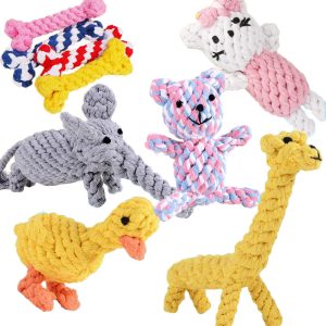 Welpenspielzeug, Handgefertigtes Baumwollseilspielzeug für Puppies, Tierform, Geeignet für kleine und mittelgroße Hunde