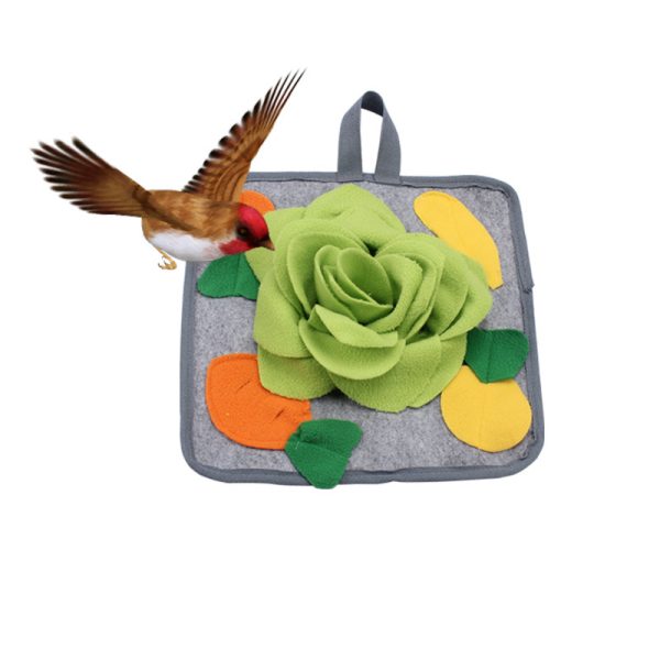 Kaninchen Spielzeug, interaktives Schnüffelunterlage, Grau & Weiß-Orange, Polar Fleece, Energiefresser für Nagetiere – Bild 2