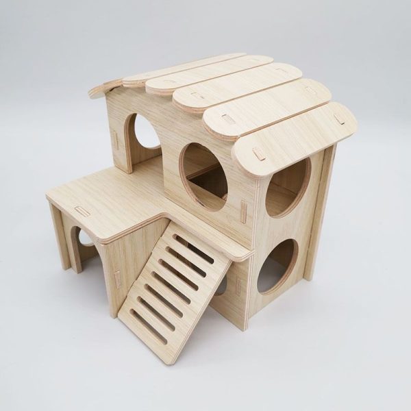 Hamster Spielzeug, Holz Hamsterhaus, Interaktive Spielzeuge für Hamster, Sicherheitsmaterial – Bild 2