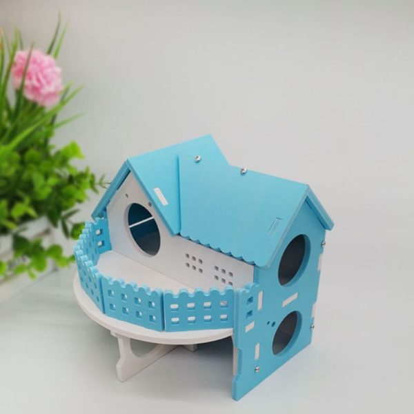 Spielzeug für Hamster, Häuschen Spielzeug für Hamster, vielseitige Hamster Zubehör in Blau oder Pink – Bild 2