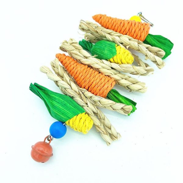 Spielzeug für Meerschweinchen, Süße, handgefertigtes Gras-Karotten-Spielzeug mit Glocken für Meerschweinchen und Kaninchen, Zwei Varianten verfügbar