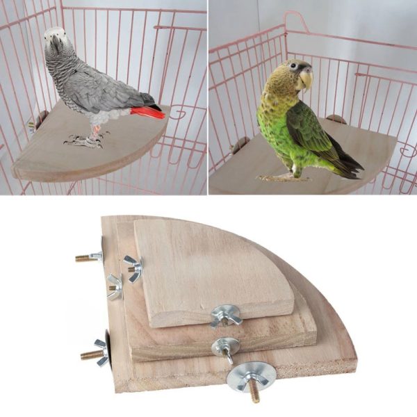 Wellensittich Spielzeug, Fächerförmige Plattform aus Holz, Praktisches Zubehör für den Vogelkäfig, Hamster-Sprungbrett – Bild 2