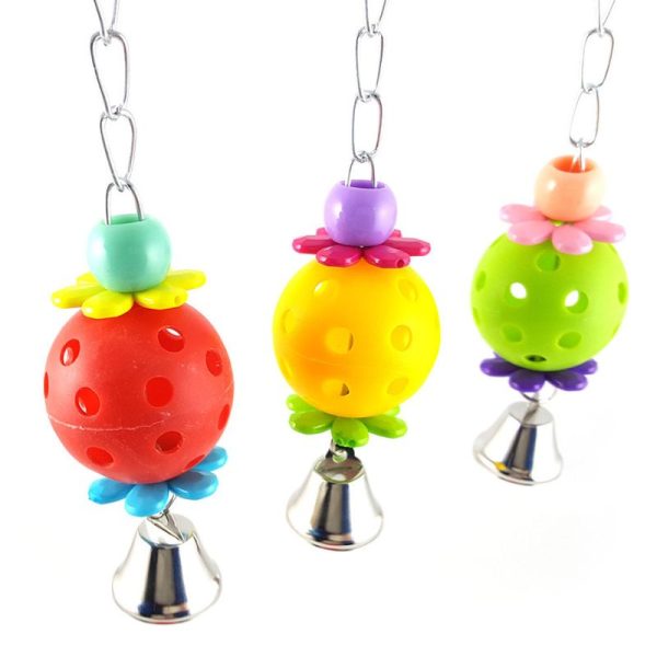 Spielzeug für Wellensittiche, Vogelspielzeug mit Glöckchen, niedliches Design, 3er-Sets, mit den Farben Rot, Gelb und Grün