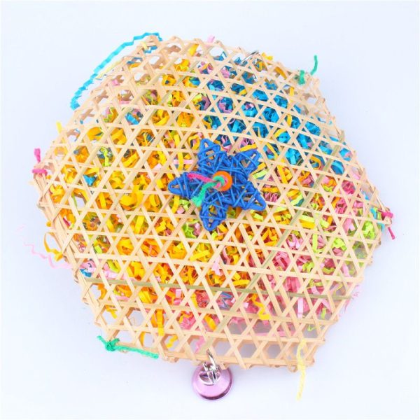 Wellensittich Spielzeug, Geflochtenes Gras-Seilspielzeug, Kauspielzeug Aus Hängendes, Hexagonale Form, Zum Kauen und Spielen – Bild 2