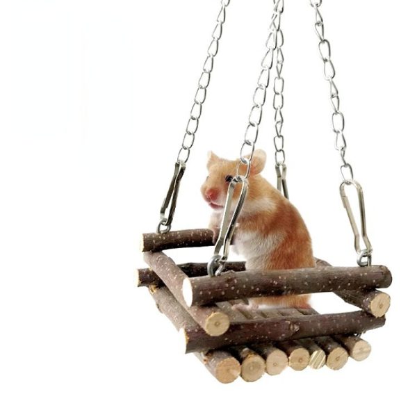 Spielzeug Meerschweinchen, Schaukeln & Hängematten aus Apfelholz, Kletter-, Schlafplatz für Nagetiere und Zähnen wetzen – Bild 4