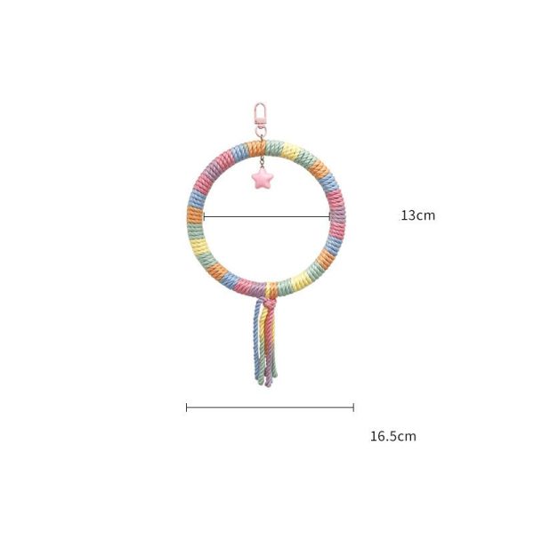 Wellensittiche Spielzeug, Bunte Kreis Schaukel, Baumwollseil Kletterring, Ideal zum Spielen und Trainieren für Kleine und Mittelgroße Vögel – Bild 3