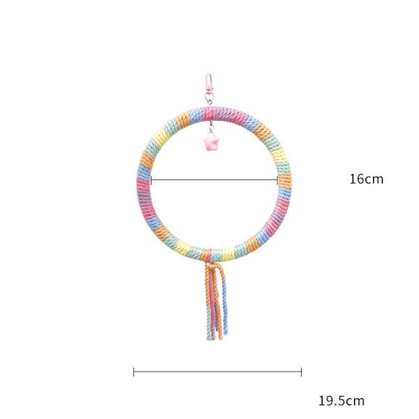 Wellensittiche Spielzeug, Bunte Kreis Schaukel, Baumwollseil Kletterring, Ideal zum Spielen und Trainieren für Kleine und Mittelgroße Vögel – Bild 4