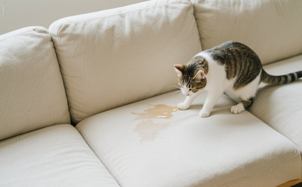 Katze pinkelt aufs Sofa - Pawsometime