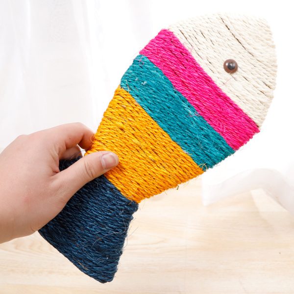 Katzen Kratzpappe, Bunte Streifen Fischform, 36 x 16 cm, Robuste Materialien, umweltfreundliche Essbaren Farbstoffen gefärbt – Bild 2