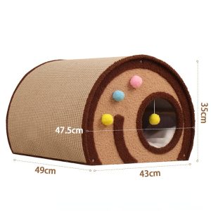 Kratzbrett für Katzen, Kuchenrollen-Design, Winterkatzenbett dicke Unterlage, mit gemütlichem Ruhebereich & Zugang