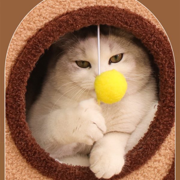 Kratzbrett für Katzen, Kuchenrollen-Design, Winterkatzenbett dicke Unterlage, mit gemütlichem Ruhebereich & Zugang – Bild 3