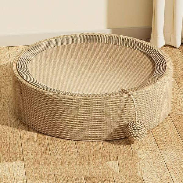 kratzbrett katzenform, Rundes Katzenkratzbrett aus umweltfreundlichem Material mit Plüschballspielzeug – Bild 3