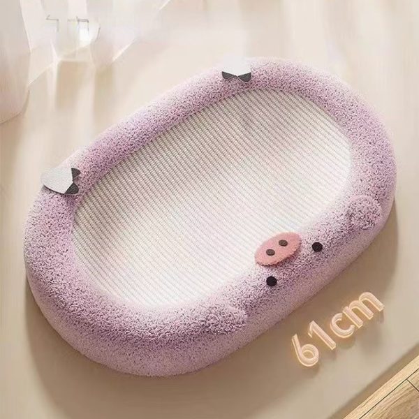 Katze Kratzpappe im Pig-Style, 65 x 40cm ovaler Form mit ausreichend Platz, Hanfseilmaterial, Ausruhen und spielen – Bild 2