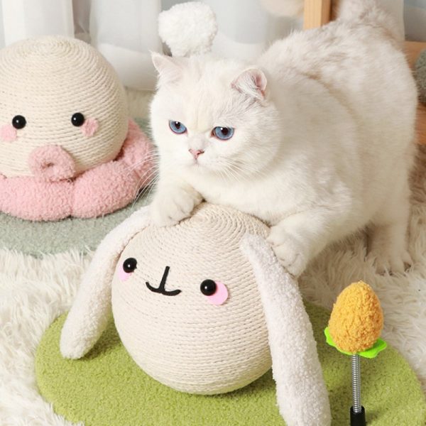 Kratzbrett für Katzen, Katzenkratzball aus Sisal Niedlich Bunny & Oktopus Formen, mit interaktivem Necken Katzenstock – Bild 7