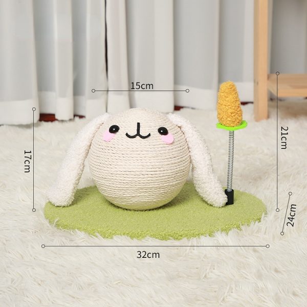 Kratzbrett für Katzen, Katzenkratzball aus Sisal Niedlich Bunny & Oktopus Formen, mit interaktivem Necken Katzenstock – Bild 2