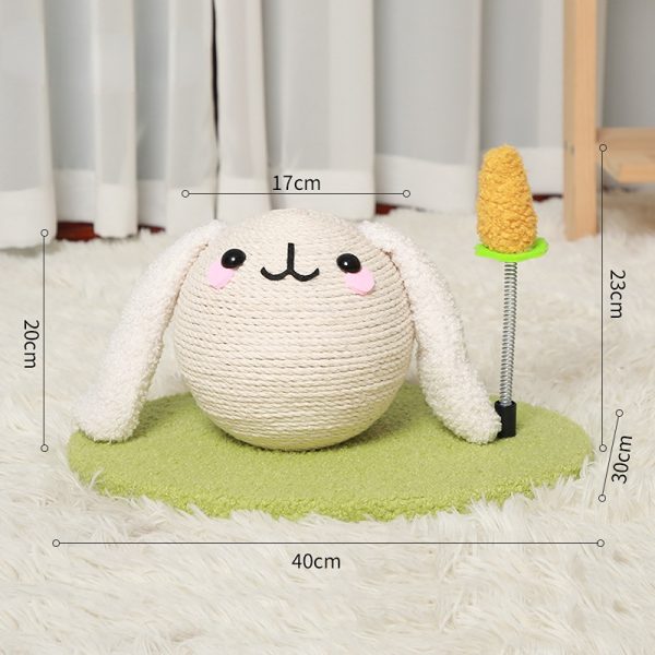 Kratzbrett für Katzen, Katzenkratzball aus Sisal Niedlich Bunny & Oktopus Formen, mit interaktivem Necken Katzenstock – Bild 3