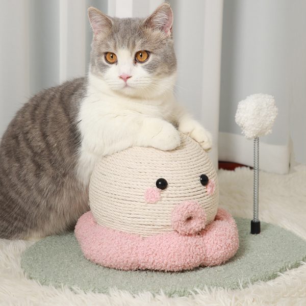 Kratzbrett für Katzen, Katzenkratzball aus Sisal Niedlich Bunny & Oktopus Formen, mit interaktivem Necken Katzenstock – Bild 6
