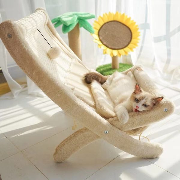 Kratzbrett Katze, Kratzmöbel Katze, Loungesessel, aus Sisal mit Kühlmatte, Beige, 4 Jahreszeiten geeignet – Bild 3