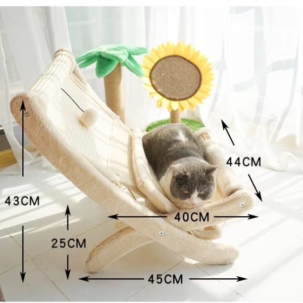 Kratzbrett Katze, Kratzmöbel Katze, Loungesessel, aus Sisal mit Kühlmatte, Beige, 4 Jahreszeiten geeignet – Bild 2