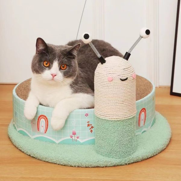 Katzenbett mit Kratzbrett, Schnecke und Planet, langlebig umweltfreundliches Material, lustiger Katzenstock Unterhaltung – Bild 5