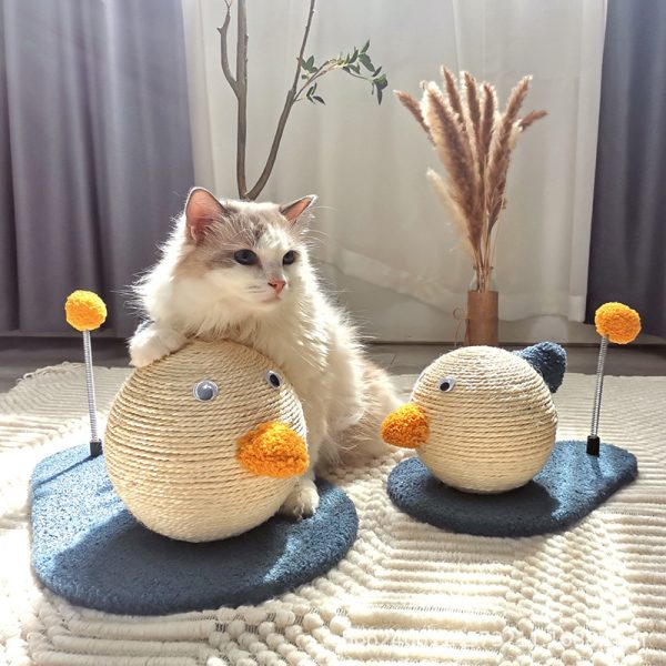 Kratzpappe für Katzen, Niedlicher Kratzball für Katzen in Entenform, Stabil und rutschfest, niedlichem für mehr Spaß – Bild 4