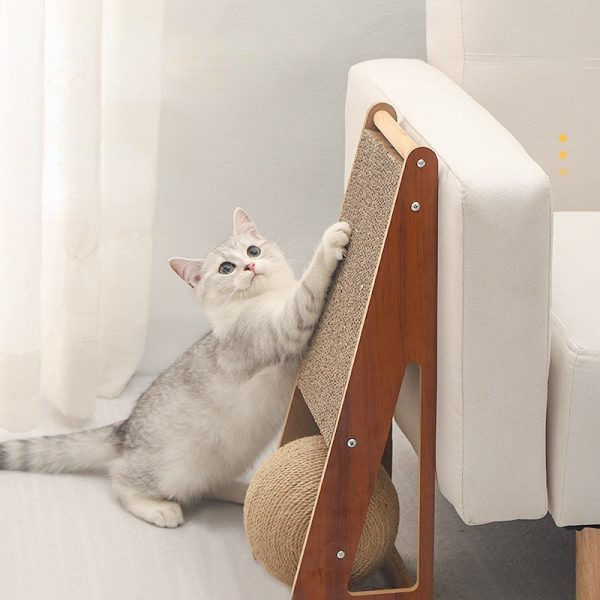Katzen Kratzpappe, Kratzecke für Katzen, Dreieck vertikal Dehnbar, Katzenkratzball aus Sisal, ideal für Spiel & Kratzen – Bild 4