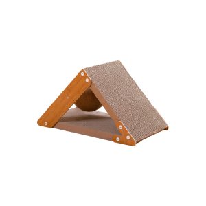 Katzen Kratzpappe, Dreiecksspielzeug 50 x 24 x 26cm, Wellpappe für Katzen, Sisalball zur Krallenpflege & Unterhaltung