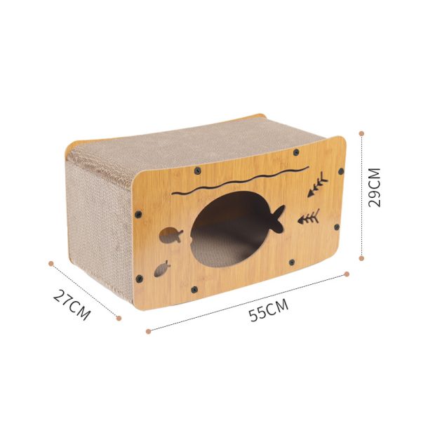 Katzenhöhle, Katzenbett,Katzenhaus mit Kratzbrett aus Wellpappe, ideal für Katzen bis 10 kg, für Spiel und Schlaf